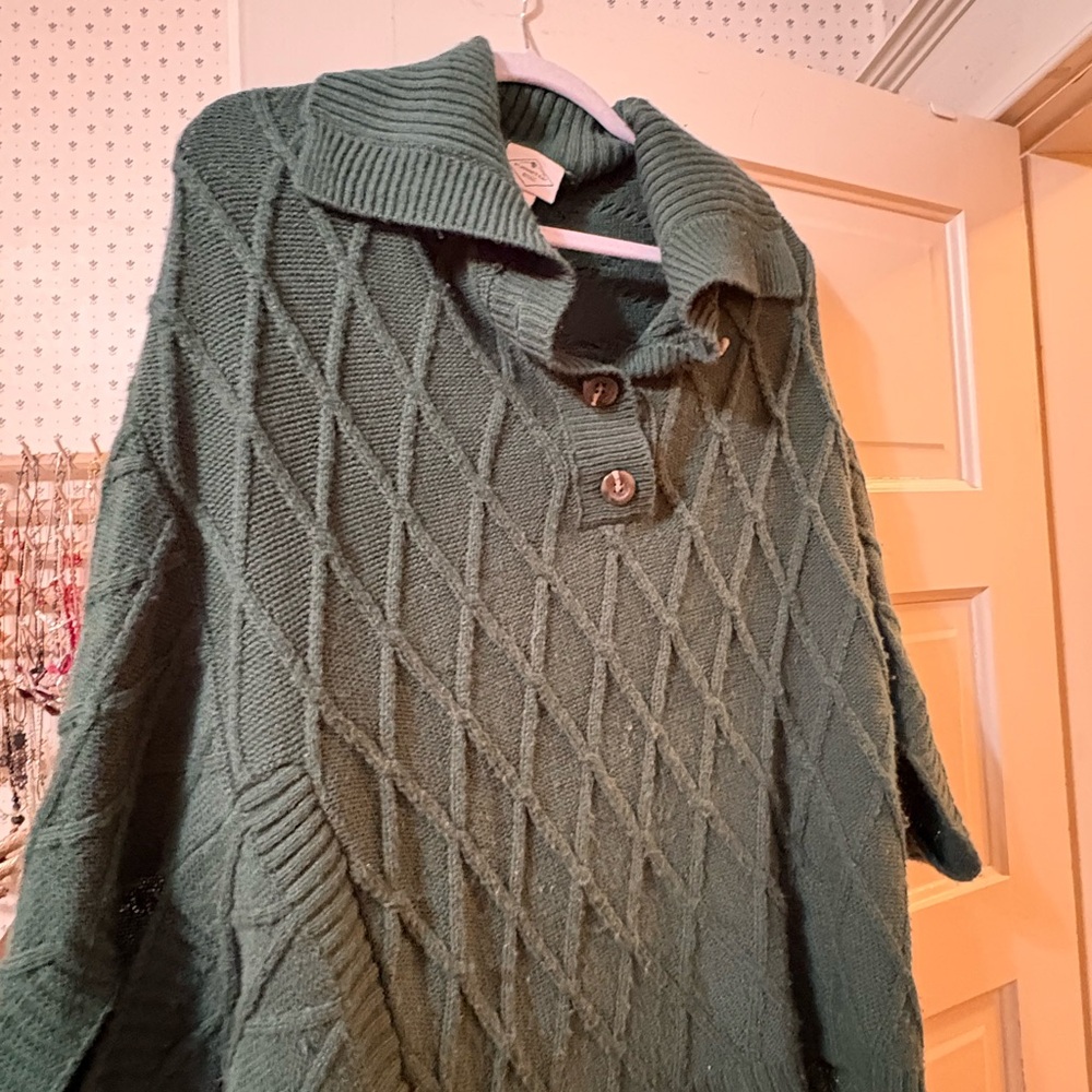 St. John's Bay Olive Green Cable-Knit Turtleneck Sweater